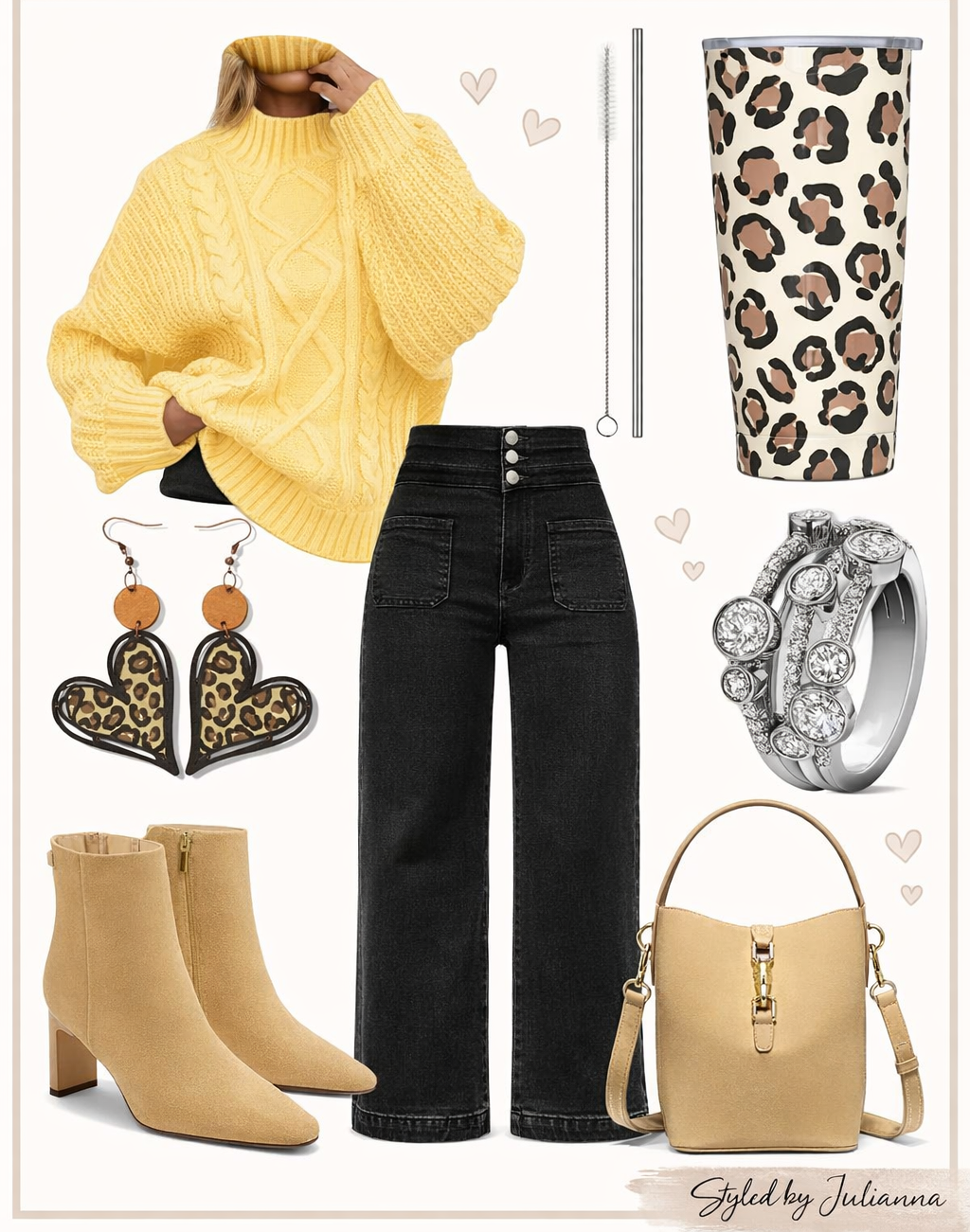 chic autumn outfit flat lay