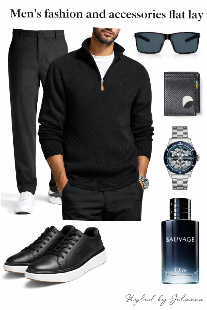 men's fashion flat lay with accessories
