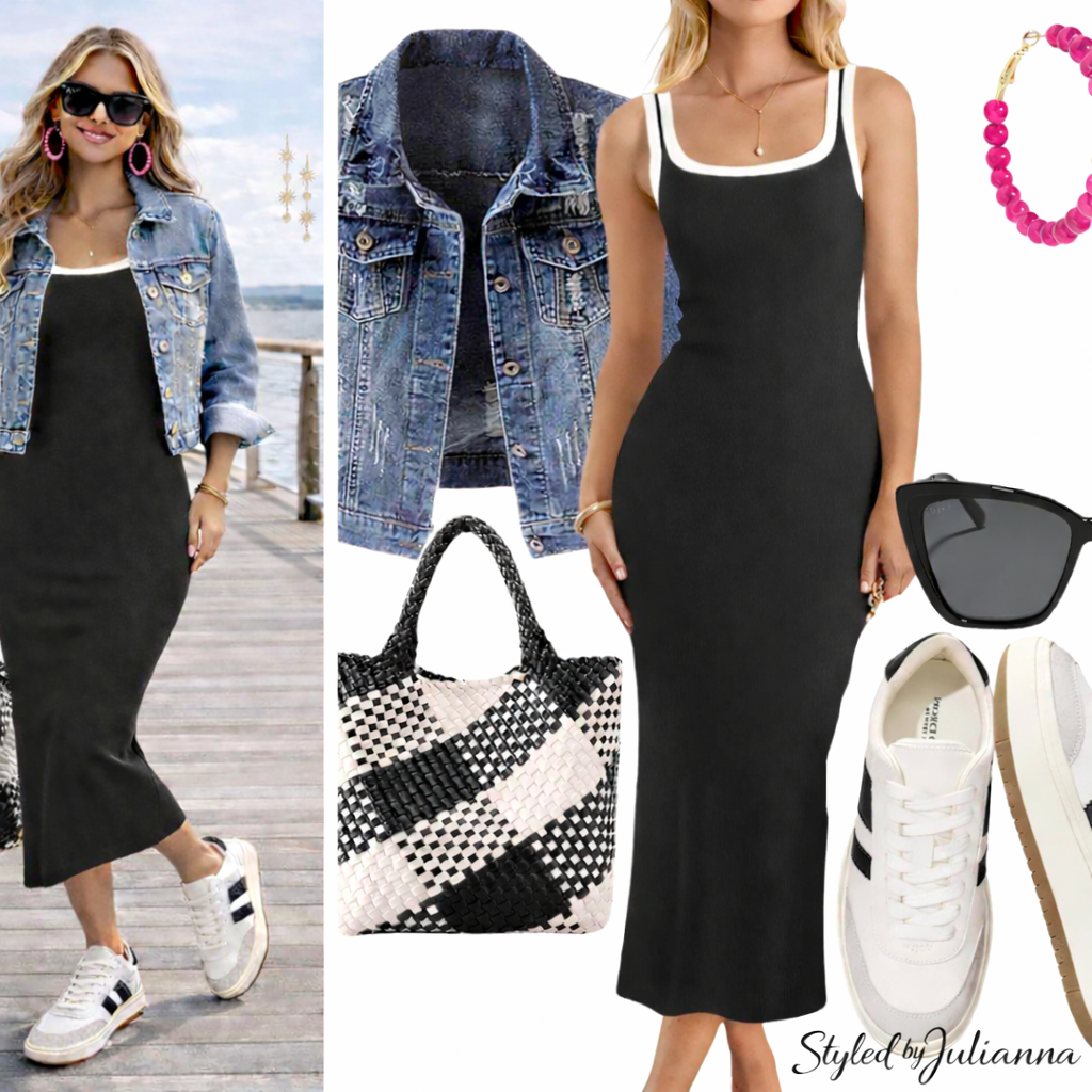 summer casual style with a pop of pink