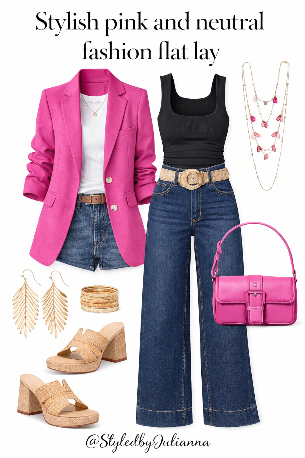 Stylish Pink and Neutral Fashion Flat Lay: A Modern Outfit Guide chic pink and neutral fashion flat lay