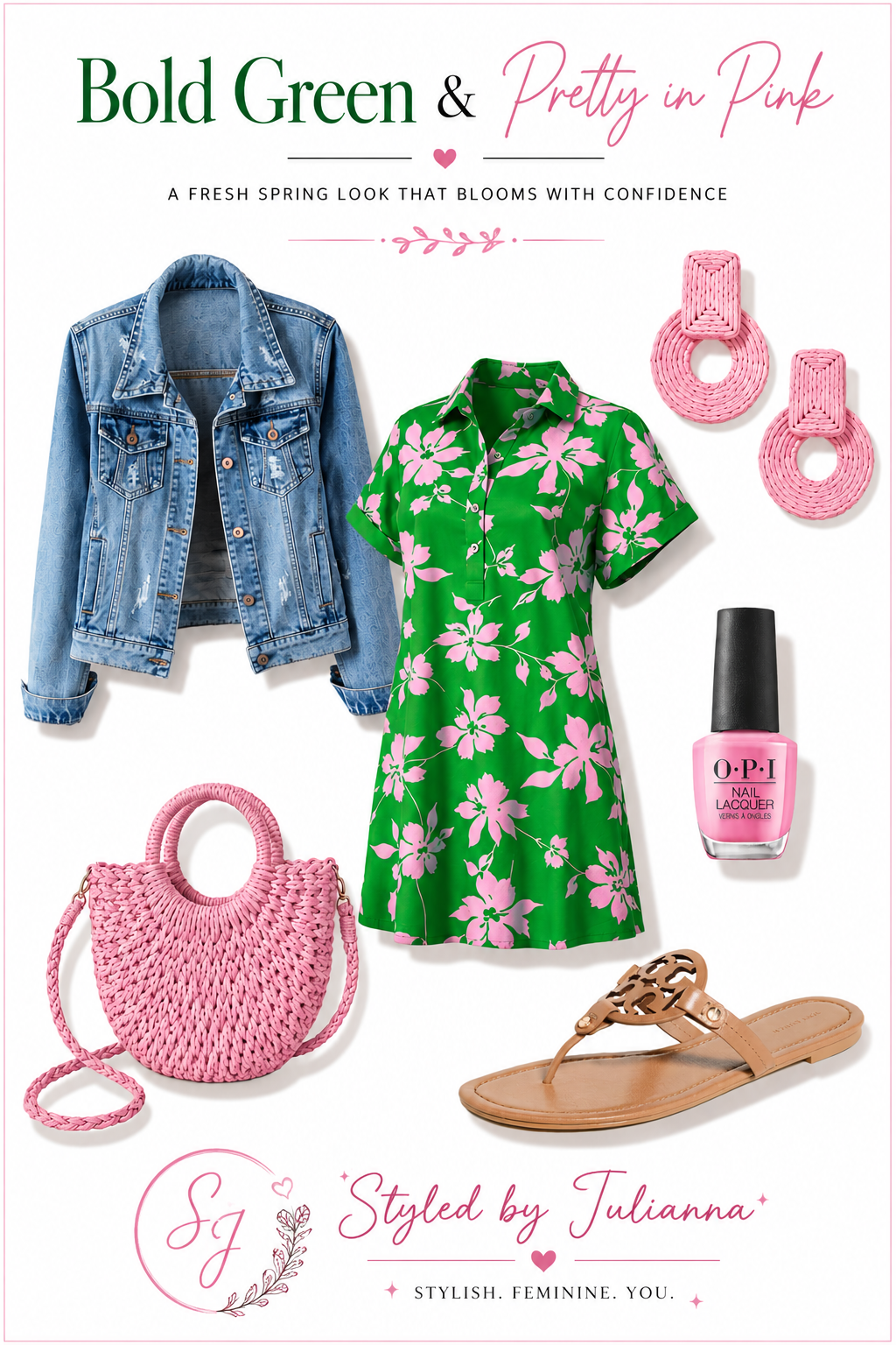 bold green & pretty in pink fresh spring outfit inspiration for everyday chic