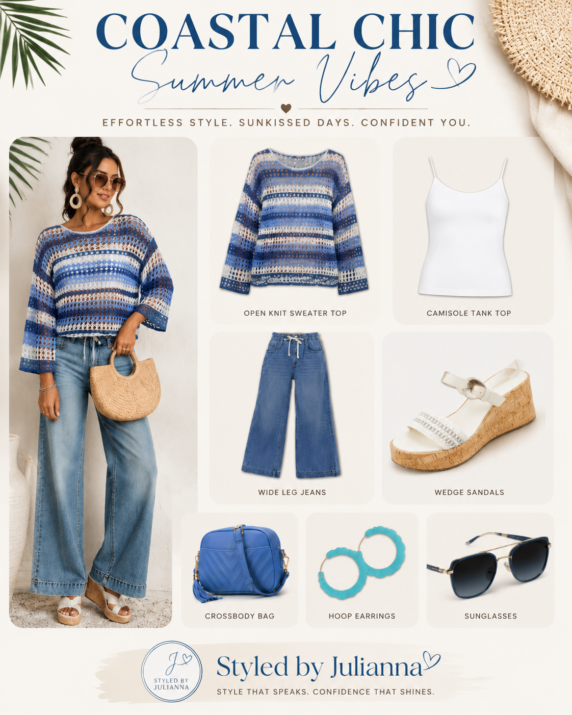 coastal chic summer vibes effortless blue & denim outfit