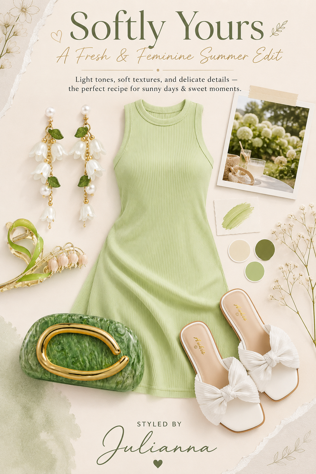 feminine green dress outfit for elegant summer days