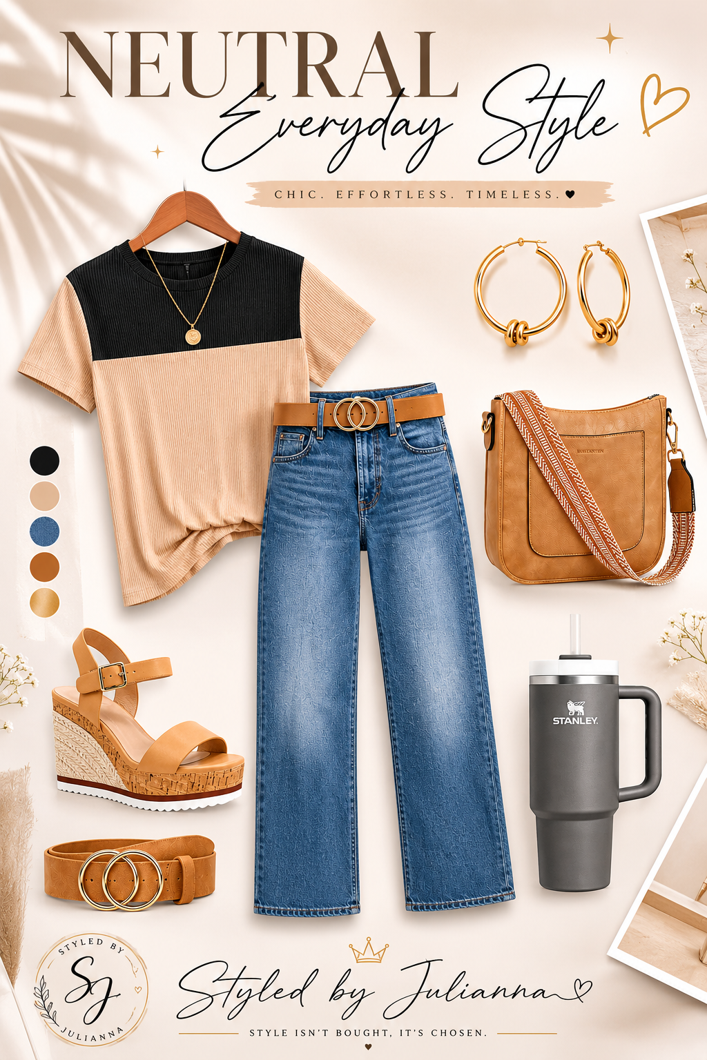 neutral everyday style 🤎 chic casual outfit ideas with denim & warm tones