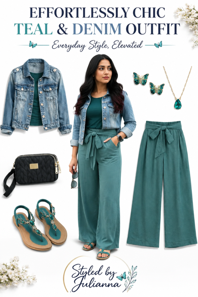 Chic & Stylish Teal and Denim Outfit Inspiration 156