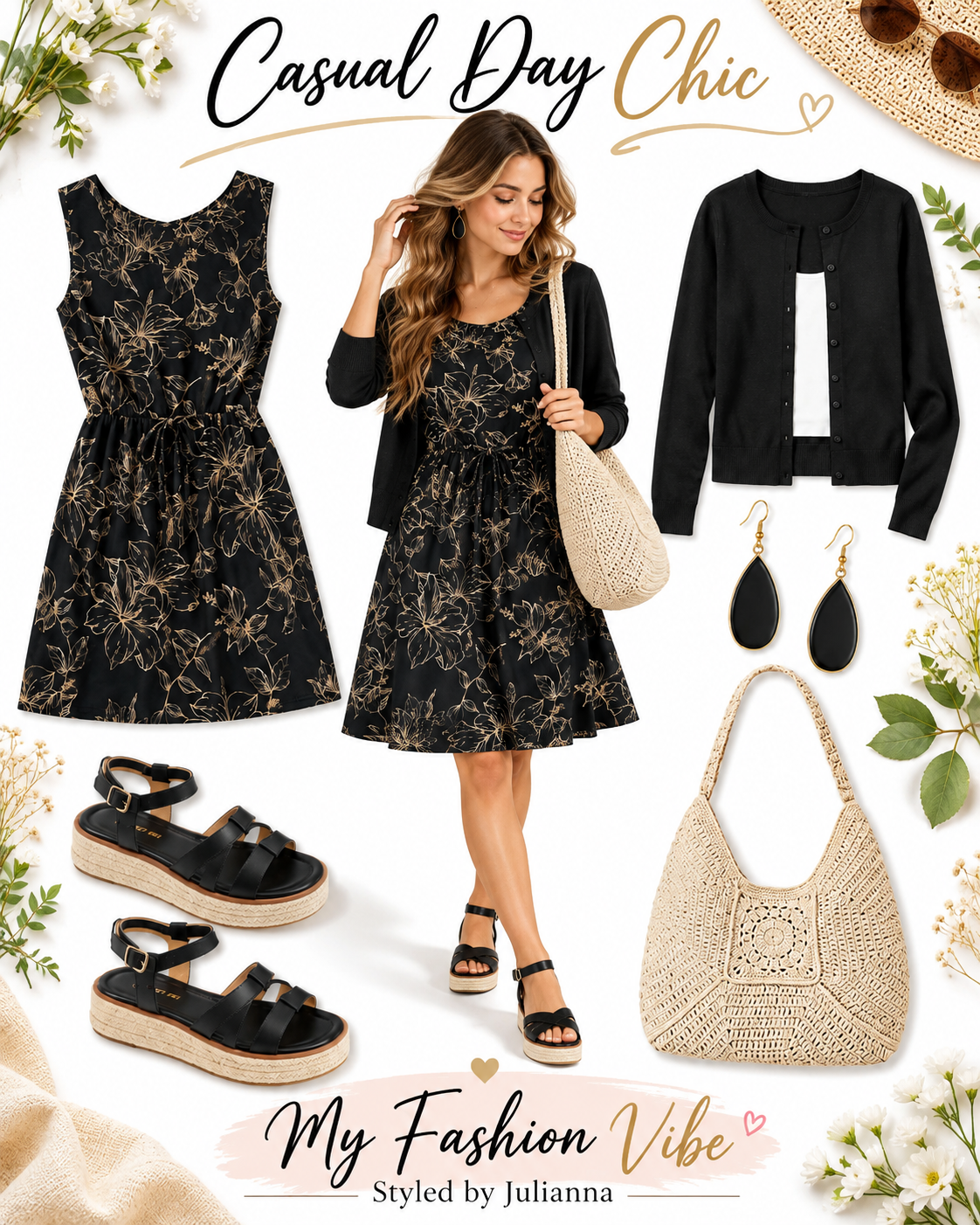 Effortless Chic: Floral Grace & Timeless Neutrals 2005